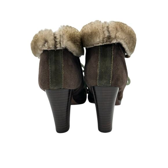 Miss L Fire London Booties Womens Size 8.5 Brown Suede Faux Fur Edgy Boho Artsy - Picture 4 of 10